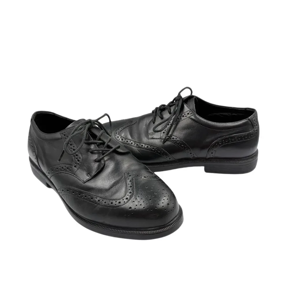 Propet Men's 10.5 XX WIDE Wall Street Black Leather Lace Up Office Work Oxfords